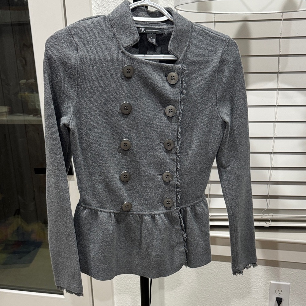 INC International Concepts Gray Double-Breasted Pea Coat
